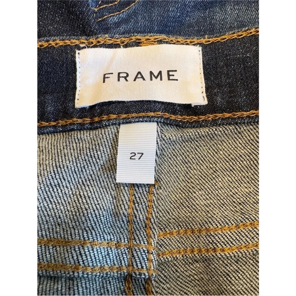 Frame Le Garcon NWOT Dark Wash Mid Rise Slim Crop Raw Hem 27 - Picture 6 of 9